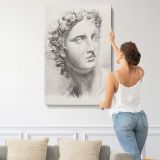 Classical Male Head Drawing by Johannes Tavenraat canvas print, displayed on a wall