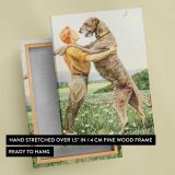 Irish Wolfhound with a Standing Figure canvas print, front and back view