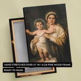 Virgin Mary Holding Baby Jesus canvas print, front and back view