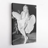 Marilyn Monroe American Model White Dress Wall Artwork Hanging Canvas - Image 5