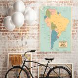 Retro Political Map Of South America with Different sizes Romania Map Canvas Wall Art - Image 8