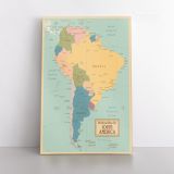 Retro Political Map Of South America with Different sizes Romania Map Canvas Wall Art - Image 2