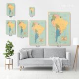 Retro Political Map Of South America with Different sizes Romania Map Canvas Wall Art - Image 5