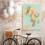 Retro Political Map Of Africa with Different sizes Romania Map Canvas Wall Art - Image 8