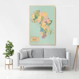 Retro Political Map Of Africa with Different sizes Romania Map Canvas Wall Art