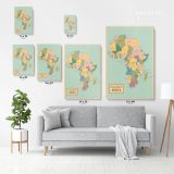 Retro Political Map Of Africa with Different sizes Romania Map Canvas Wall Art - Image 6