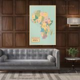 Retro Political Map Of Africa with Different sizes Romania Map Canvas Wall Art - Image 4