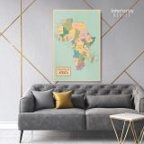 Retro Political Map Of Africa with Different sizes Romania Map Canvas Wall Art - Image 5