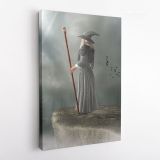 Fantasy Fairytale City Fairytale in Edge of Mountain Canvas Wall Art - Image 4
