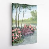 Watercolor Painting Tree Flowers Print on Canvas Wall Art - Image 4