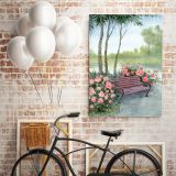 Watercolor Painting Tree Flowers Print on Canvas Wall Art - Image 5