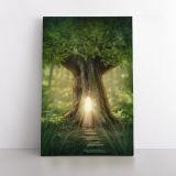 Mystic Fairy Tree of Life Enchanted Forest Mystical Lights Digital Posters Canvas Wall Art - Image 2