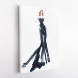 Modern Women Watercolor Painting Posters Print Black and White Canvas with Frame - Image 4