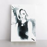 Black And White Creative Modern Women Watercolor Painting Framed Canvas - Image 2