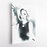 Black And White Creative Modern Women Watercolor Painting Framed Canvas - Image 4