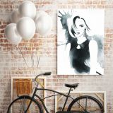 Black And White Creative Modern Women Watercolor Painting Framed Canvas - Image 5