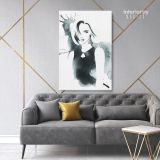 Black And White Creative Modern Women Watercolor Painting Framed Canvas - Image 7