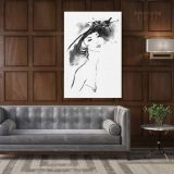 Black And White Creative Women Watercolor Painting Posters Print Canvas - Image 6