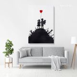 Banksy Style Kids on Gun Print Painting Framed Canvas