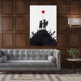 Banksy Style Kids on Gun Print Painting Framed Canvas - Image 5