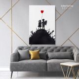 Banksy Style Kids on Gun Print Painting Framed Canvas - Image 6