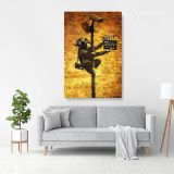 Banksy Style Graffiti Monkey Art Print Painting Framed Canvas - Image 6