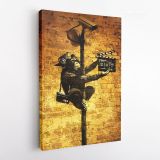 Banksy Style Graffiti Monkey Art Print Painting Framed Canvas - Image 2