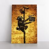 Banksy Style Graffiti Monkey Art Print Painting Framed Canvas - Image 3
