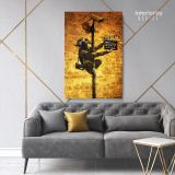Banksy Style Graffiti Monkey Art Print Painting Framed Canvas - Image 5