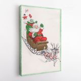 Merry Christmas Santa Claus's Reindeer Print Painting Framed Canvas - Image 4
