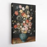 Bouquet Flowers in Blue Vase Painting Print Poster Canvas with Frame or Rolled Canvas - Image 4