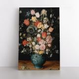 Bouquet Flowers in Blue Vase Painting Print Poster Canvas with Frame or Rolled Canvas - Image 2