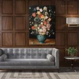 Bouquet Flowers in Blue Vase Painting Print Poster Canvas with Frame or Rolled Canvas - Image 5