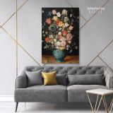 Bouquet Flowers in Blue Vase Painting Print Poster Canvas with Frame or Rolled Canvas - Image 6