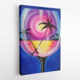 Sipping at Sunset Wine Painting Hippie Painting Print Poster Canvas with Frame - Image 4