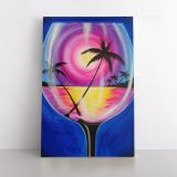 Sipping at Sunset Wine Painting Hippie Painting Print Poster Canvas with Frame - Image 2