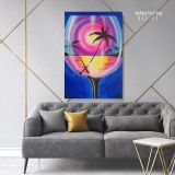 Sipping at Sunset Wine Painting Hippie Painting Print Poster Canvas with Frame - Image 6