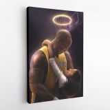 Gianna and Kobe Bryant Photo Print Canvas Basketball Player Last Game Mamba Mentality Home Decor - Image 2