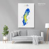 Sweden Water Color Wall Map with Different sizes Sweden Map Canvas Wall Art