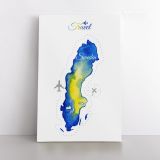 Sweden Water Color Wall Map with Different sizes Sweden Map Canvas Wall Art - Image 2