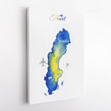Sweden Water Color Wall Map with Different sizes Sweden Map Canvas Wall Art - Image 4