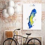 Sweden Water Color Wall Map with Different sizes Sweden Map Canvas Wall Art - Image 5