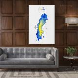 Sweden Water Color Wall Map with Different sizes Sweden Map Canvas Wall Art - Image 6
