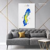Sweden Water Color Wall Map with Different sizes Sweden Map Canvas Wall Art - Image 7