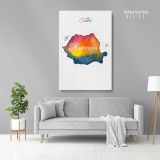 Romania Water Color Wall Map with Different sizes Romania Map Canvas Wall Art