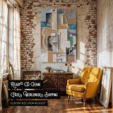 Cubist Guitar and Violin - Pablo Picasso Teal and Grey Abstract Shapes canvas wall art - Image 3