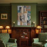 Cubist Guitar and Violin - Pablo Picasso Teal and Grey Abstract Shapes canvas wall art - Image 4