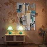 Cubist Guitar and Violin - Pablo Picasso Teal and Grey Abstract Shapes canvas wall art - Image 5