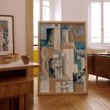 Cubist Guitar and Violin - Pablo Picasso Teal and Grey Abstract Shapes canvas wall art - Image 7