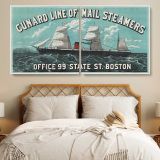 Cunard Line Mail Steamers Vintage Travel Poster — single-panel canvas in a bedroom